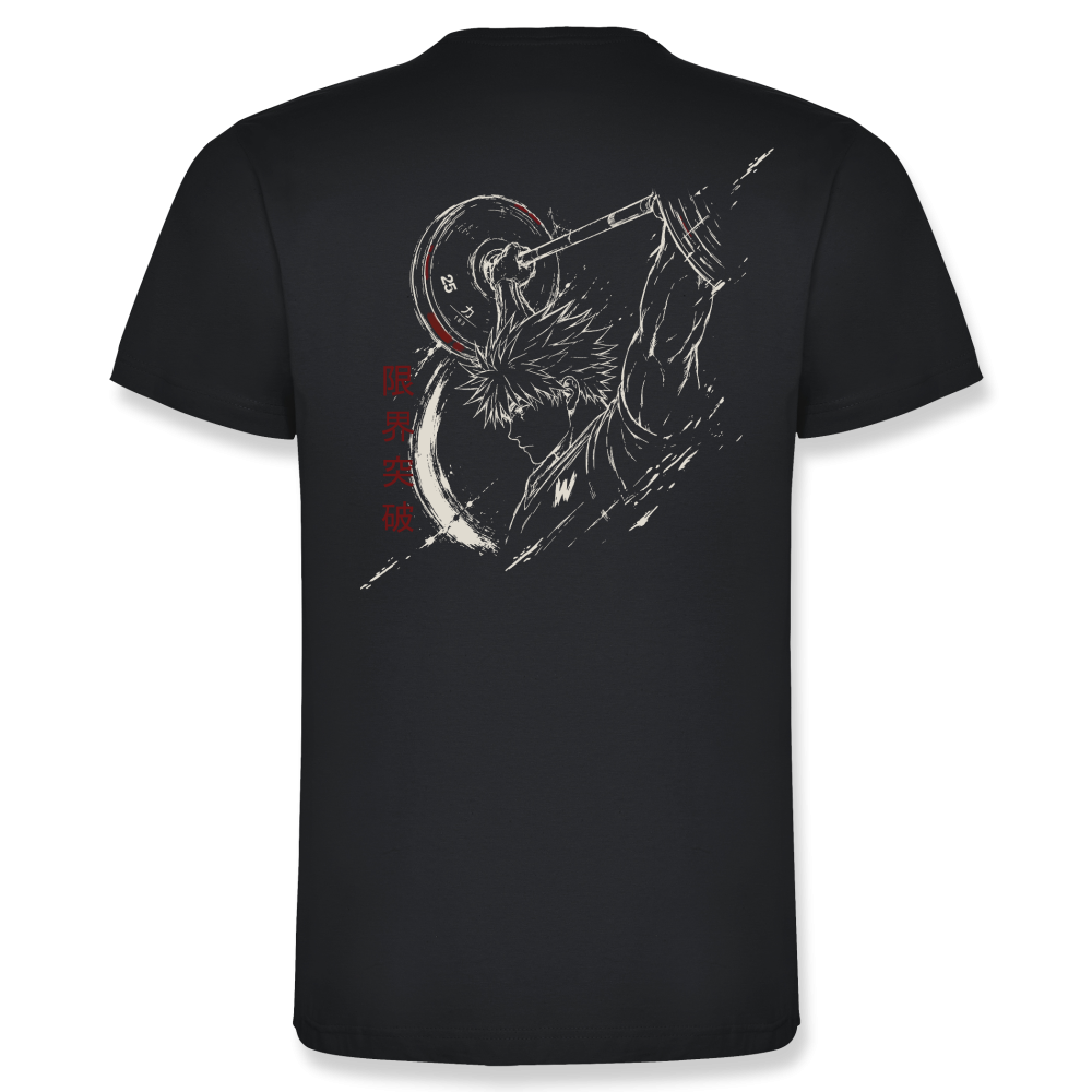 espalda camiseta de algodón unisex color gris antracita con diseño Blockout