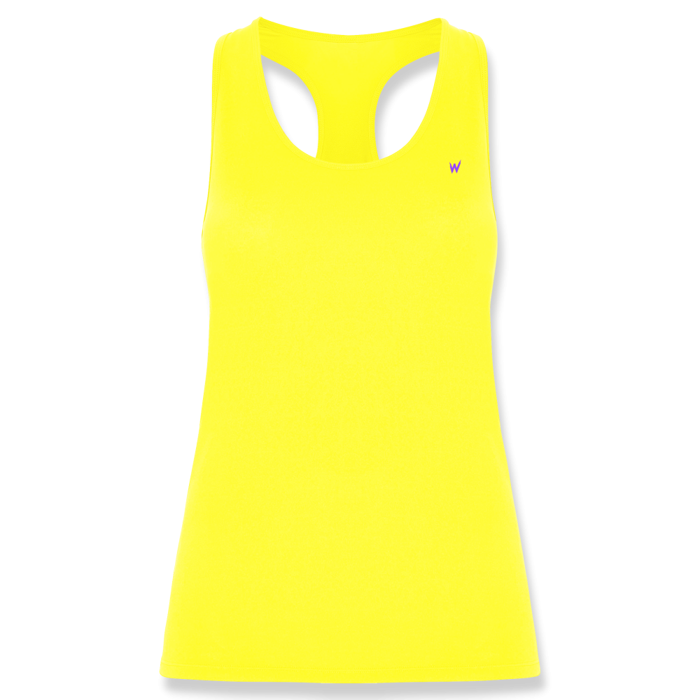 frontal camiseta técnica mujer diseño Vento en color flúor amarillo